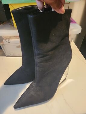 SCHUTZ Black Pointed Toe Wedge Ankle Boots